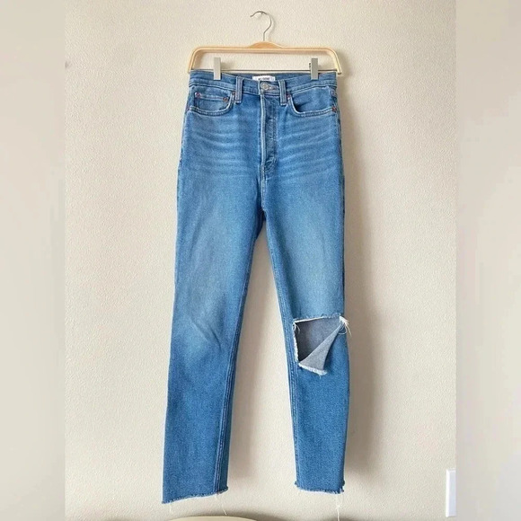 Re/Done Levi’s Broken Through 90s High Rise Ripped Distressed Jeans Size 26 - Picture 2 of 6